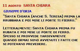 Santa Chiara 11 agosto